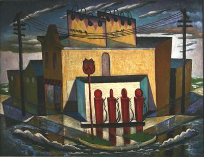 image of a painting by Santos Zingale titled White Station